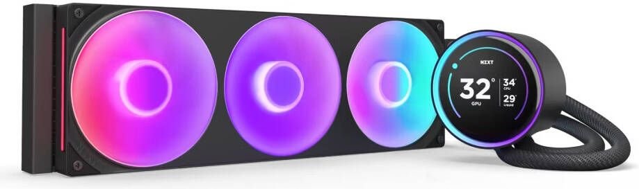 NZXT Kraken Elite 360 RGB (2024) AIO Liquid CPU Cooler, 360mm Radiator, 2.72" IPS 60Hz LCD Display, F360 RGB Core Fan, 75.12 CFM Airflow, 2400 RPM Fan Speed, Fluid Dynamic Bearing, Black | RL-KR36E-B2