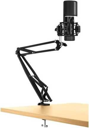 Streamplify Mic Arm RGB Microphone With Mounting Arm, 2 Audio Playback Modes, Quick Mute Functions, RGB Lighting, Pop Filter, Cardioid Pickup Pattern, Plug & Play, Black | MIC-48-RGB-MA-BK