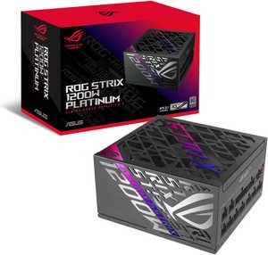 ASUS ROG Strix 1200W Fully Modular Power Supply, 80 PLUS Platinum Efficiency, Active PFC, GaN MOSFET, ATX 3.1 Compatible, Cybernetic Lambda A+, Dual Ball Fan bearings, Black | 90YE00W0-B0NA00