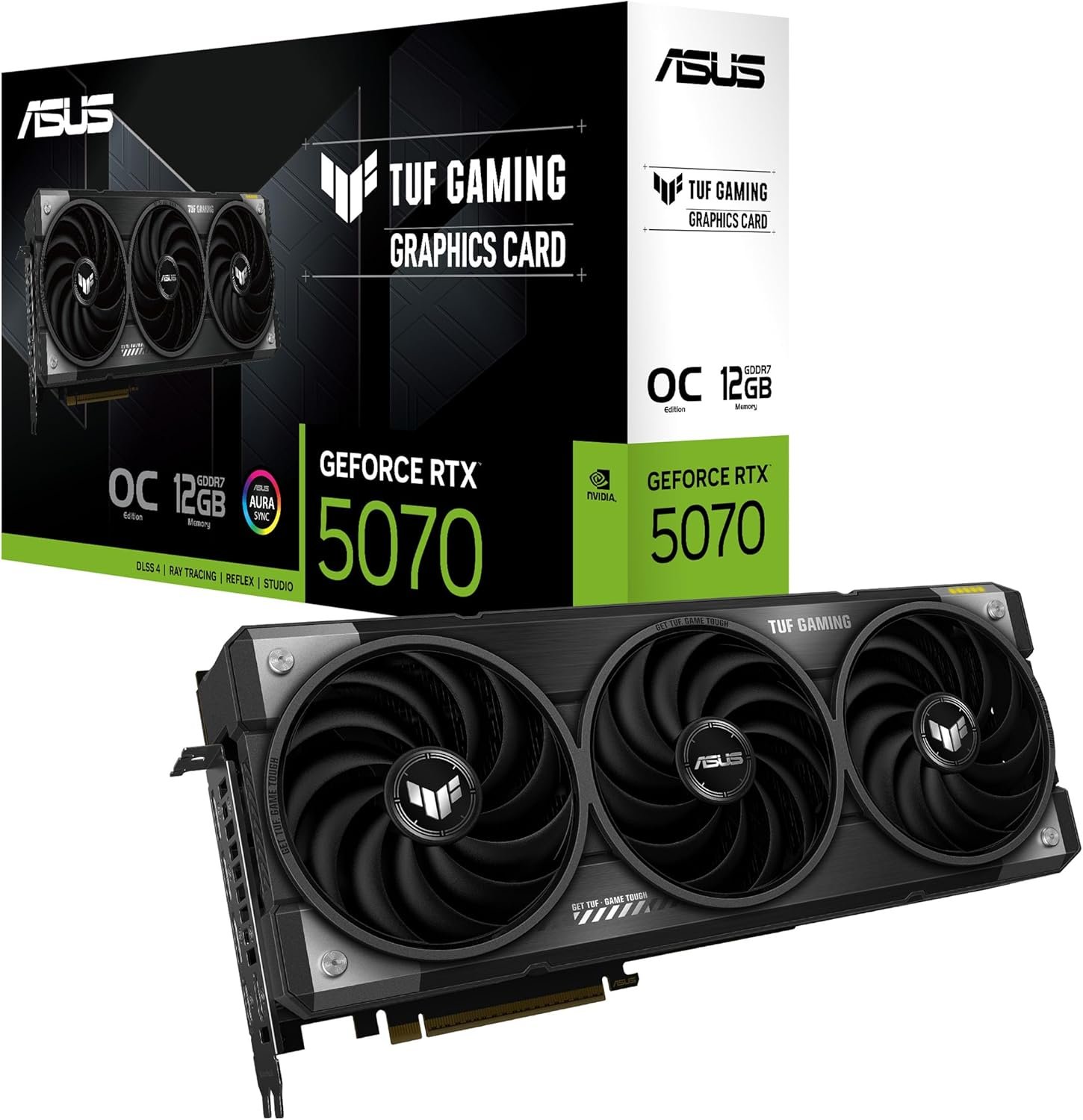 ASUS TUF Gaming GeForce RTX â„¢ 5070 12GB GDDR7 OC Edition Gaming Graphics Card (PCIeÂ® 5.0, HDMIÂ®/DP 2.1, 3.125-slot, Military-Grade Components, Protective PCB Coating, axial-tech Fans)