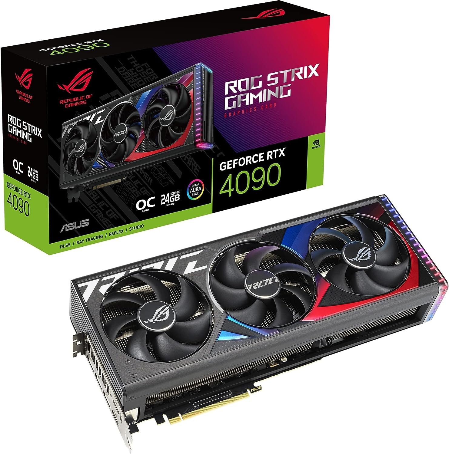  ASUS ROG Strix GeForce RTXÂ® 4090 OC Edition Gaming Graphics Card (PCIe 4.0, 24GB GDDR6X, HDMI 2.1a, DisplayPort 1.4a)