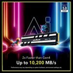  Addlink G55H 1TB PCIe Gen5 NVMe M.2 SSD with Heatsink - Up to 10,200 MB/s - Game Ready - Internal Solid State Drive - Compatible with PCs and PS5 (ad1TBG55HM2P)