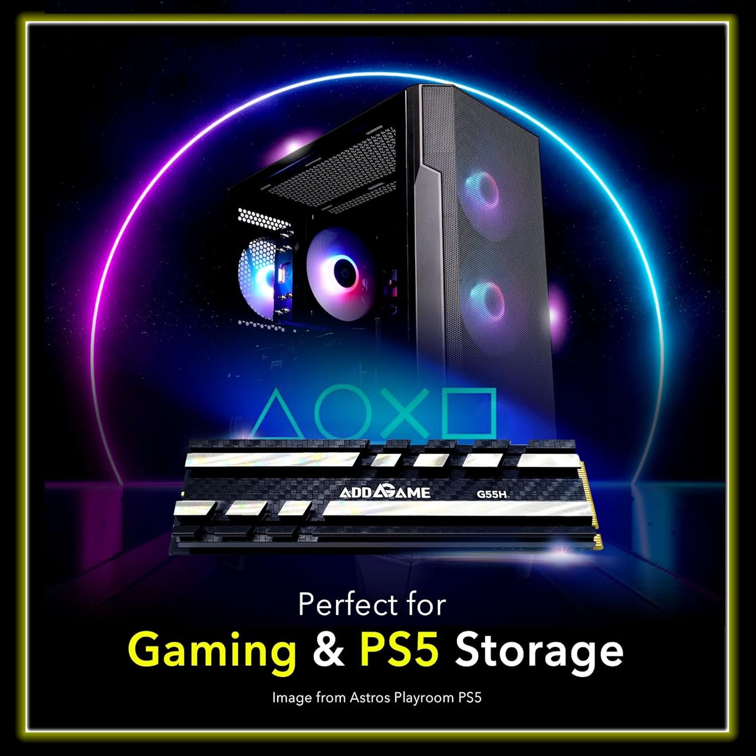  Addlink G55H 1TB PCIe Gen5 NVMe M.2 SSD with Heatsink - Up to 10,200 MB/s - Game Ready - Internal Solid State Drive - Compatible with PCs and PS5 (ad1TBG55HM2P)