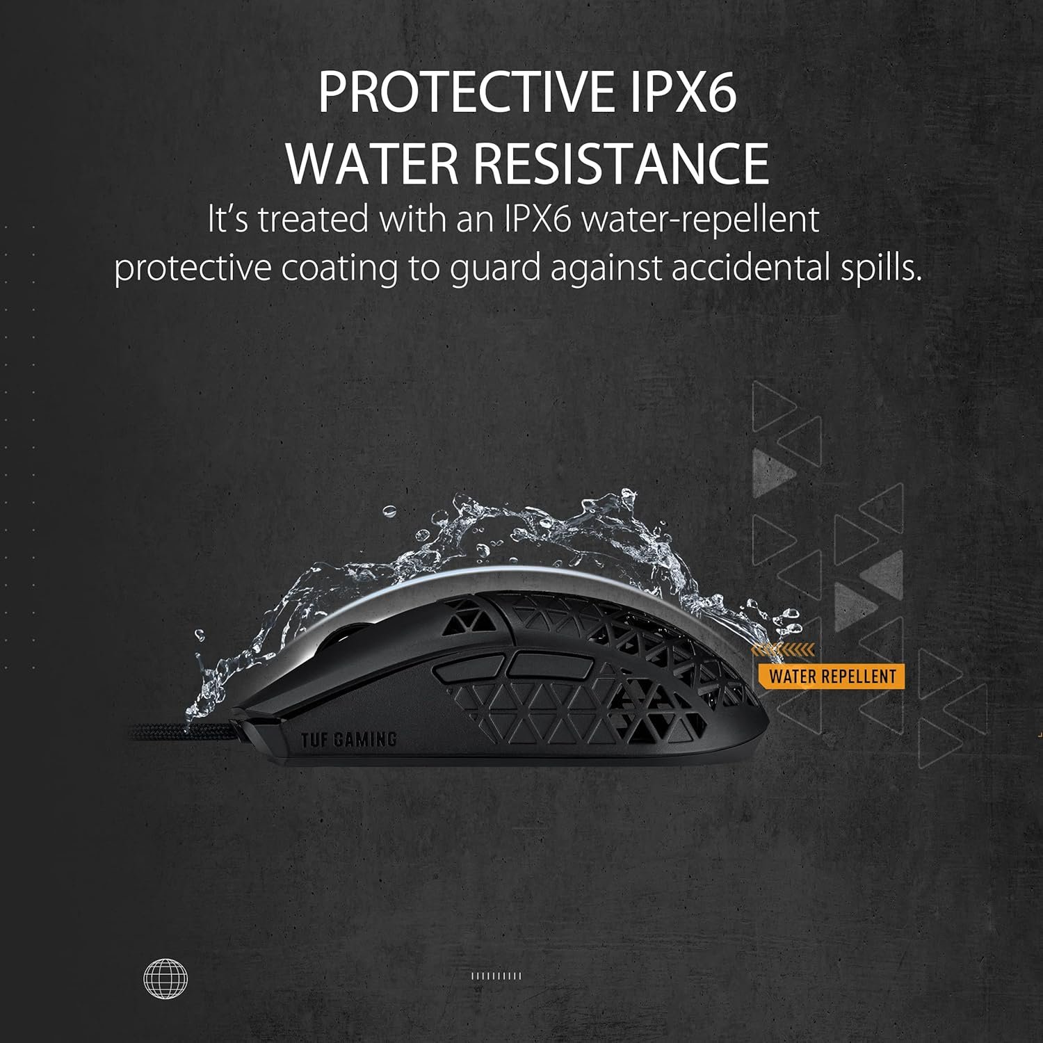 ASUS TUF Gaming M4 Air Wired Gaming Mouse, 16,000 DPI Sensor, 6 Programmable Buttons, Ultralight Air Shell, IPX6 water resistance, ASUS Antibacterial Guard