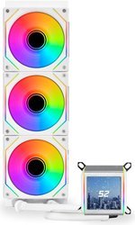 Lian Li Galahad II LCD 360 AIO CPU Liquid Cooler with 120mm SL Infinity Fans, 2.88â€ IPS LCD Screen, Asetek 8th Gen 3600 rpm Pump, Up to 2450 RPM Fan Speed, 79.9 CFM Airflow, White | GA2ALCD36INW