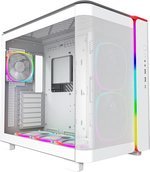 MONTECH, KING 95 PRO Dual-Chamber ATX Mid-Tower PC Gaming Case, High-Airflow, Toolless Panels, Sturdy Curved Tempered Glass Front, Six ARGB PWM Fan Pre-installed with Fan Hub, White
