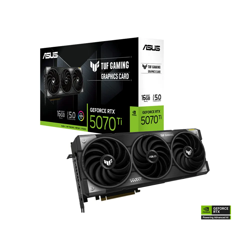  ASUS TUF Gaming GeForce RTX 5070 Ti OC Edition Graphics Card, 16GB GDDR7 256-Bit Memory, 2588 MHz Boost Clock, 8960 CUDA Cores, 28 Gbps Memory Speed, PCI Express 5.0 | 90YV0MD0-M0NA00