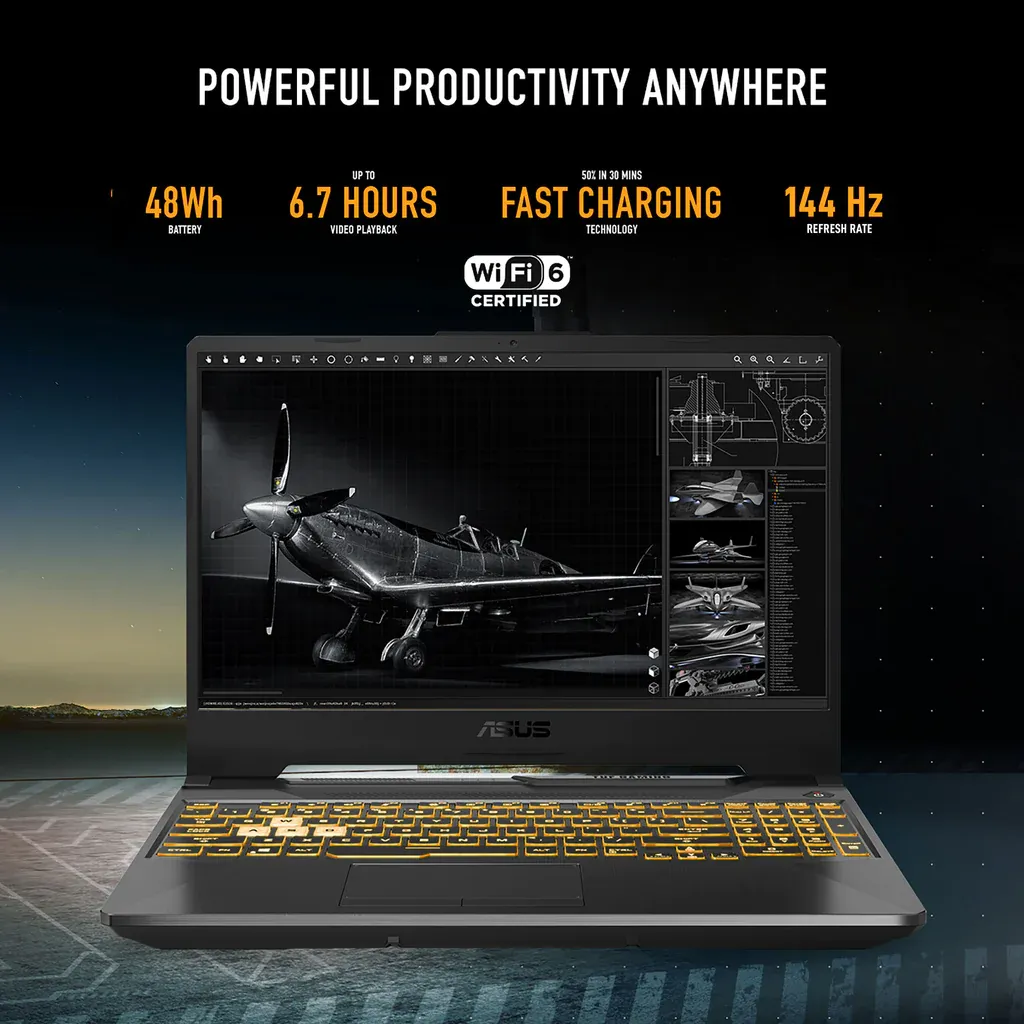 ASUS TUF GAMING FX506HC-HN111W | Core i5 11400H, 8GB RAM, 512GB SSD, 4GB NVIDIA RTX3050, 15.6" FHD 144HZ, Win11Home, Eng-Arab K/B, Black