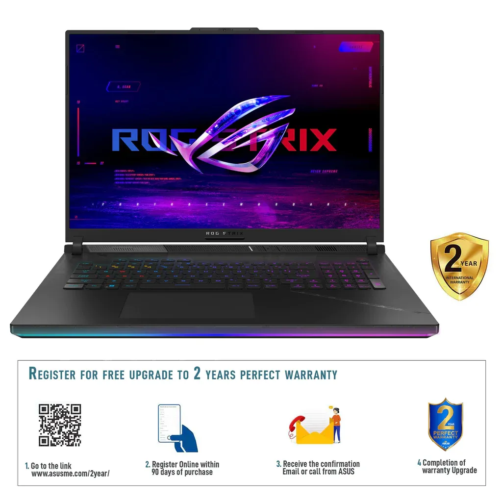 ASUS ROG STRIX SCAR 18 G834JY-N6083W | Core i9 13980HX, 64GB RAM, 4TB SSD, 18" WQXGA(2560x1600) 240Hz, 16GB NVIDIA RTX 4090, Win11 Home, Eng-Arb K/B, Black +Backpack