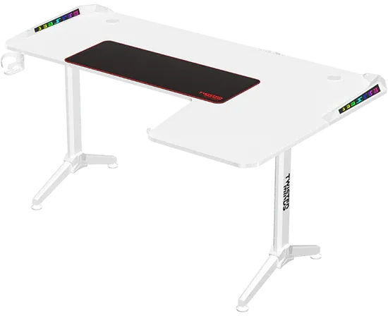 Twisted Minds WARRIOR L Shaped Gaming Desk RGB Right White - TM-Y-RW-RGB