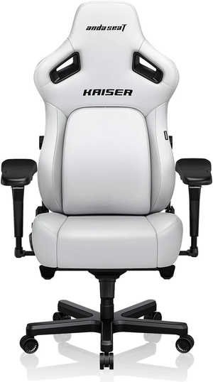AndaSeat Kasier 4 Series Premium Gaming Chair, 5Â° Sloping Seat Base, Pop-out Lumbar, 5D Armrests, Up to 180kg Max Weight, Premium PVC Leather, XL, Cloudy White | AD12YDDC-XLL-20-W-PVC