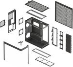 HAVN HS 420 E-ATX Mid Tower Base Edition Computer Case, Up To 420mm Radiators, 11x Fan Support, SGCC Sheet Metal, Tempered Glass, ABS, Zinc Alloy, NdFeB Magnets, Black | HVN-CA-HS420-06