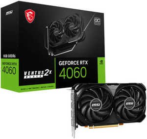 MSI GeForce RTX 4060 Ventus 2X OC Graphics Card, 8GB GDDR6 128-Bit Memory, 2490MHz Boost Clock, 17 Gbps Memory Speed, 3072 CUDA Cores, PCIe Gen4 x8, DisplayPort / HDMI, Black | 912-V516-012