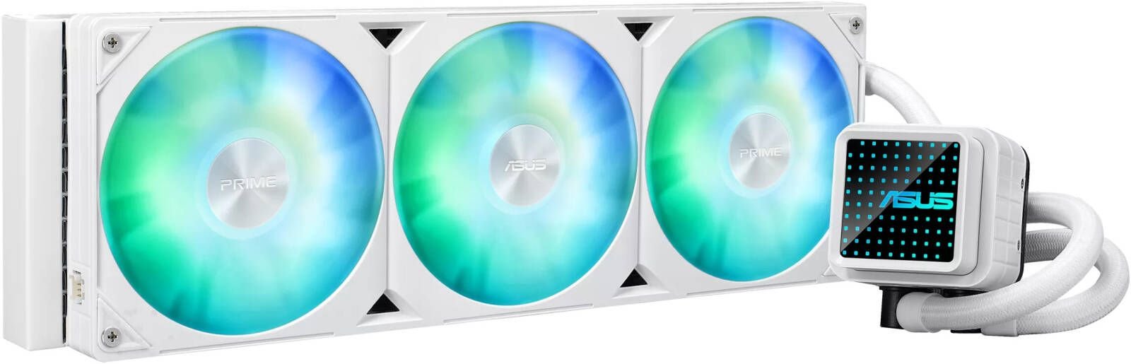 ASUS Prime LC 360 aRGB Liquid CPU Cooler, 360mm Radiator, 3x PRIME LC 36025 Integrated Fan, 2200 RPM Fan Speed, 75.7 CFM Airflow, 400mm Sleeved Rubber, White | 90RC0102-B0EAY0