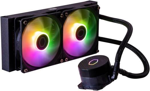 Cooler Master MasterLiquid 240L Core aRGB CPU Liquid Cooler, 240mm Radiator Size, 2x Fans, 1750 RPM Fan Speed, 71.93 CFM Fan Airflow, New Gen S Dual Chamber Pump, Black | MLW-D24M-A18PZ-R1