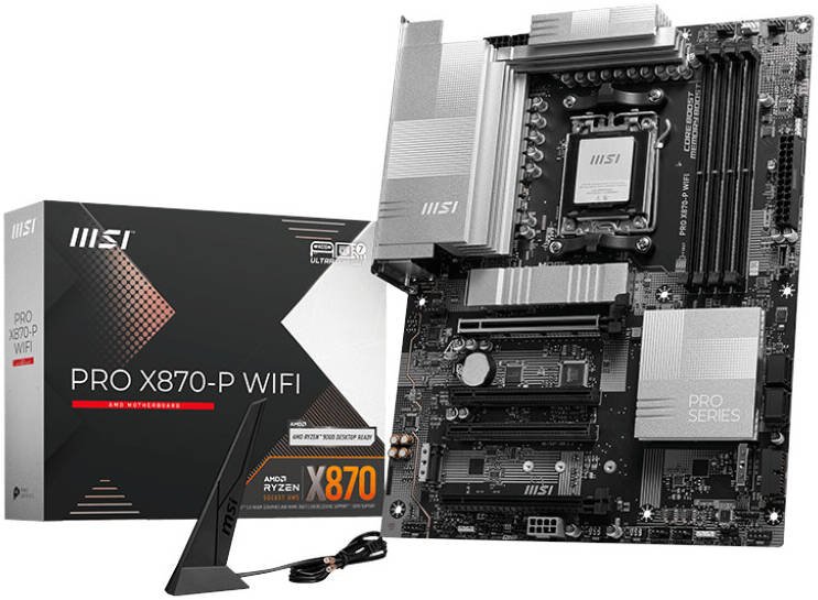 MSI PRO X870-P WIFI DDR5 Motherboard, AM5, AMD Ryzenâ„¢ 9000/ 8000/ 7000 Series Processors, Up To 256GB 8200+ Mhz RAM, WiFi 7, AI Ready, HDMI, USB 4 | 911-7E47-001