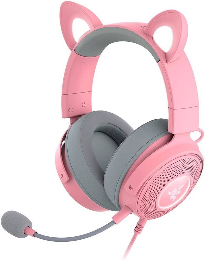 Razer Kraken Kitty V2 Pro Gaming Headphones, 50mm Razer TriForce Titanium, Passive Noise Cancellation, Unidirectional Pick-Up Pattern, USB Type-A Connectivity, Quartz | RZ04-04510200-R3M1