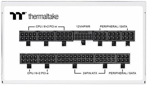 Thermaltake Toughpower GF A3 Snow Power Supply, 1050W Power, 80 Plus Gold Efficiency, PCIe Gen 5 Ready, Japanese Main Capacitor, Active PFC, 120mm FDB Fan, White | PS-TPD-1050FNFAGK-N