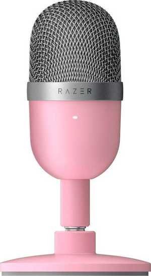 Razer Seiren Mini Ultra-Precise Supercardioid Pickup Pattern - Professional Recording Quality - Ultra-Compact Streaming Microphone - Heavy-Duty Tilting Stand - Quartz Pink | RZ19-03450200-R3M1