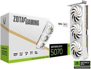 ZOTAC GAMING GeForce RTX 5070 AMP Graphics Card, 12GB GDDR7 192-Bit Memory, 2587 MHz Engine Clock, 28 Gbps Memory Clock, 6144 CUDA Cores, PCI Express 5.0 x16, White | ZT-B50700FQ-10P