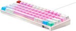GamerTek GK60 Mini Pro Mechanical Gaming Keyboard, 61 Keys ANSI, English + Arabic Dual Layout, NKRO Full Anti Ghosting, RGB With 18 Effects, Detachable Cable, Cotton Candy Pink | GK60 Mini Pro