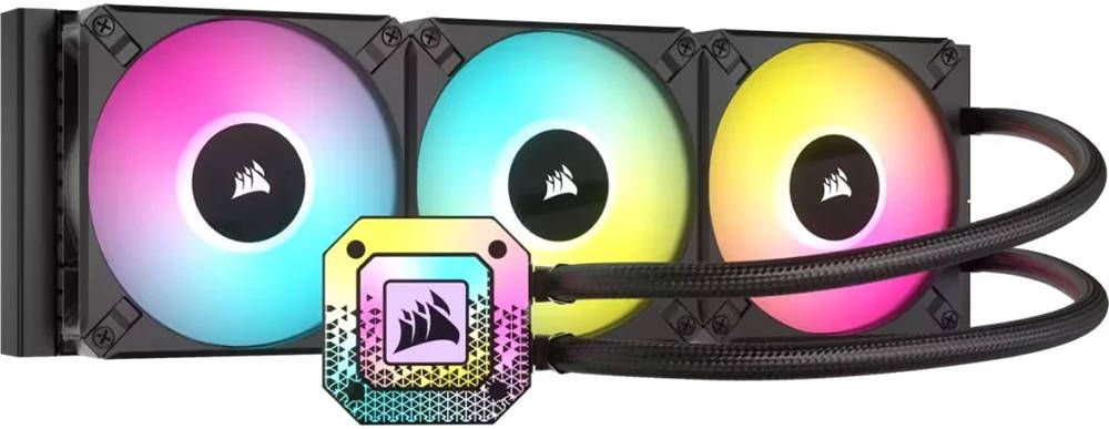 Corsair iCUE H150i Elite Capellix XT Liquid CPU Cooler, Copper Cold Plate, Aluminum Radiator, 2100 RPM Fan Speed, 65.57 CFM Airflow, 3 Fans, Black | CW-9060070-WW