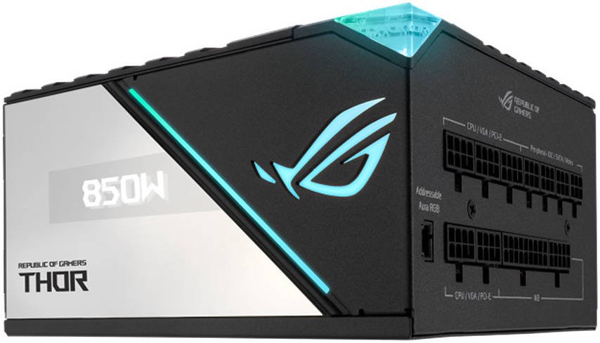 ASUS ROG THOR 850W Platinum II Fully Modular Power Supply, 80 Plus Platinum,135mm Wing-blade Fan with PWM Control, ROG Heatsinks, OLED Display, Aura Sync, Low-ESR Capacitors | 90YE00L2-BONAOO