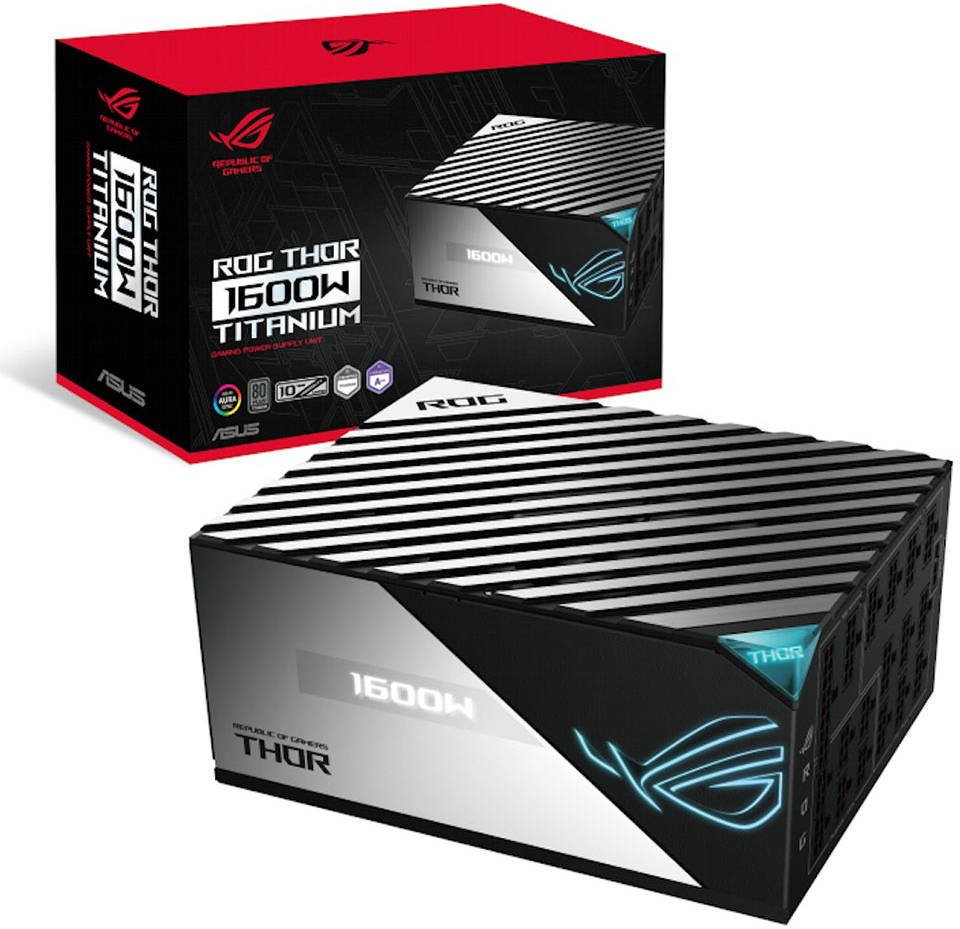 Asus Rog Thor 1600W ATX Power Supply Unit, With Aura Sync & OLED Display, 1600W Power, 80 Plus Titanium Certification, 135mm PWM Fan, 0dB Cooling, Modular | 90YE00K0-B0NA00