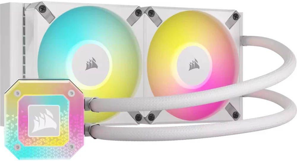 Corsair iCUE H100i Elite Capellix XT Liquid CPU Cooler, 240mm Radiator, Copper Cold Plate Material, Aluminum Radiator, 2400 RPM Fan Speed, 120mm Fan Size, White | CW-9060072-WW