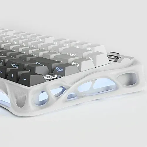 GravaStar Mercury K1 75% Wireless Mechanical Gaming Keyboard Gradient White, 2.4GHz, Hot-Swappable Socket, Pre-Lubed Linear Switches, Tri-Mode Connectivity, RGB Backlit