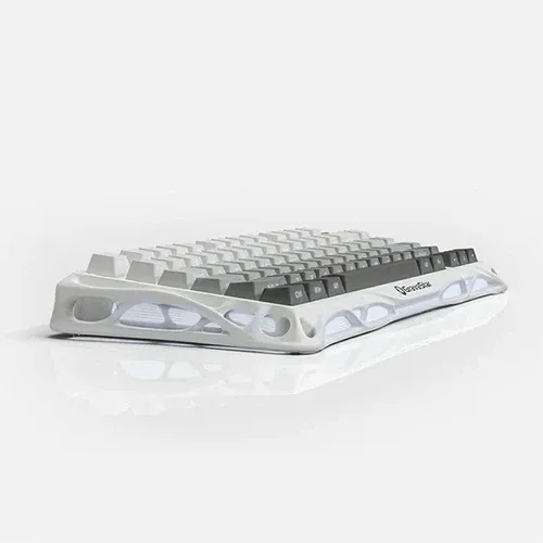 GravaStar Mercury K1 75% Wireless Mechanical Gaming Keyboard Gradient White, 2.4GHz, Hot-Swappable Socket, Pre-Lubed Linear Switches, Tri-Mode Connectivity, RGB Backlit