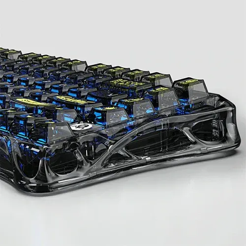 GravaStar Mercury K1 Lite 75% Wireless Mechanical Gaming Keyboard Transparent Black, 2.4GHz, Hot-Swappable, Pre-Lubed Linear Switches, Tri-Mode Connectivity, RGB Backlit