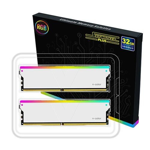 V-Color Skywalker Plus RGB U-DIMM 32GB (16GBx2) 3600MHz DDR4 Memory Kit - White| TL416G36S818CSPWWK V-COLOR