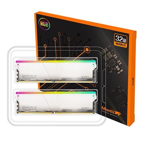 V-Color Manta XSky RGB 32GB (16GBx2) 6000MHz DDR5 Memory Kit - Silver| TMXSL1660836SWK V-COLOR