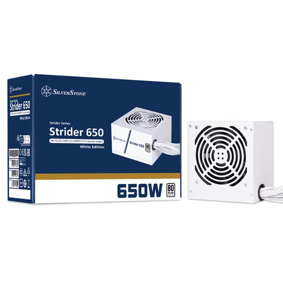 SilverStone Strider 650 Non-Modular Power Supply, 650W Power, 80 Plus Certification, Active PFC, 120mm Silent Fan, Class-Leading Single +12V Rail, ATX Form Factor, White