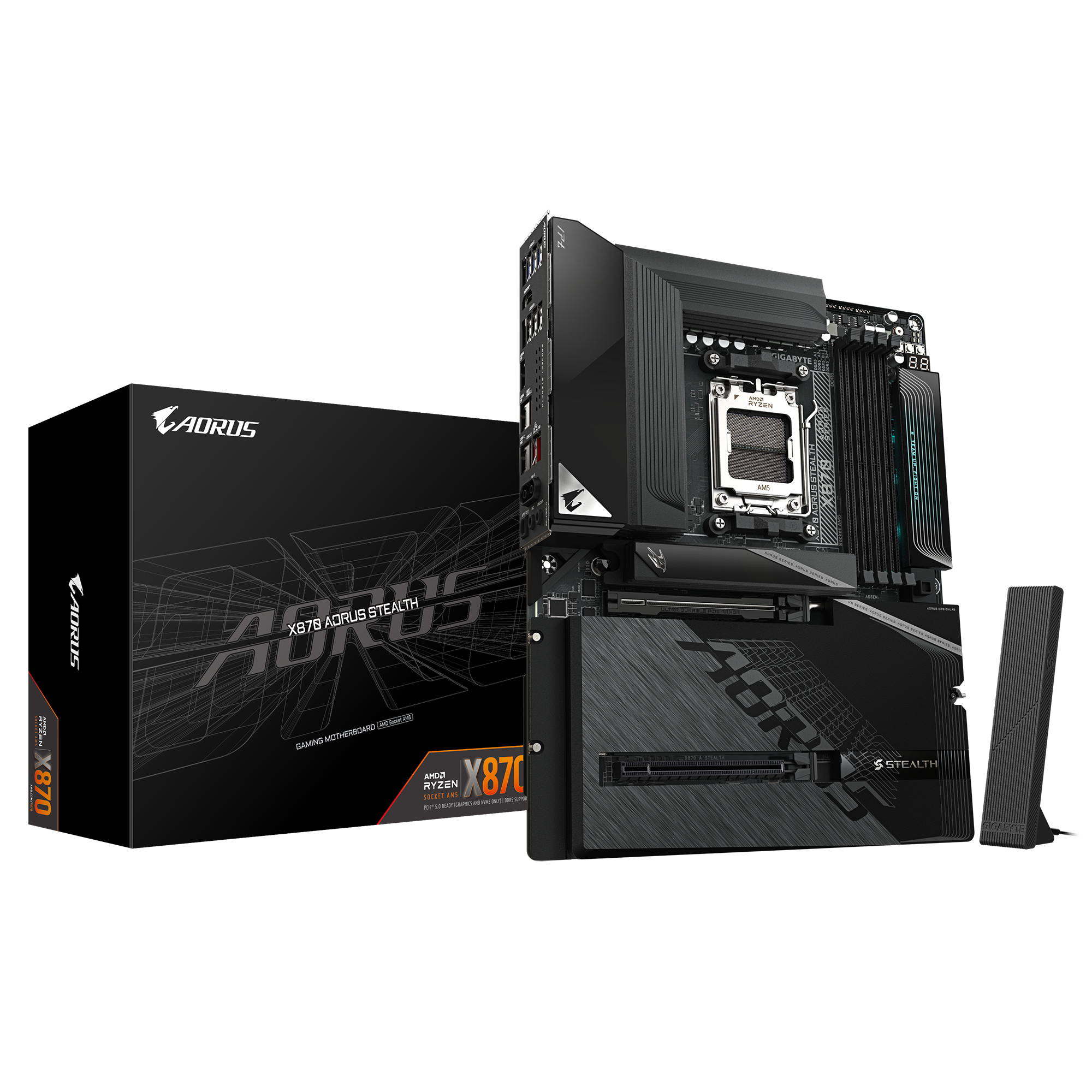 GIGABYTE X870 AORUS STEALTH AMD AM5 DDR5 WiFi 7 Gaming Motherboard – Black