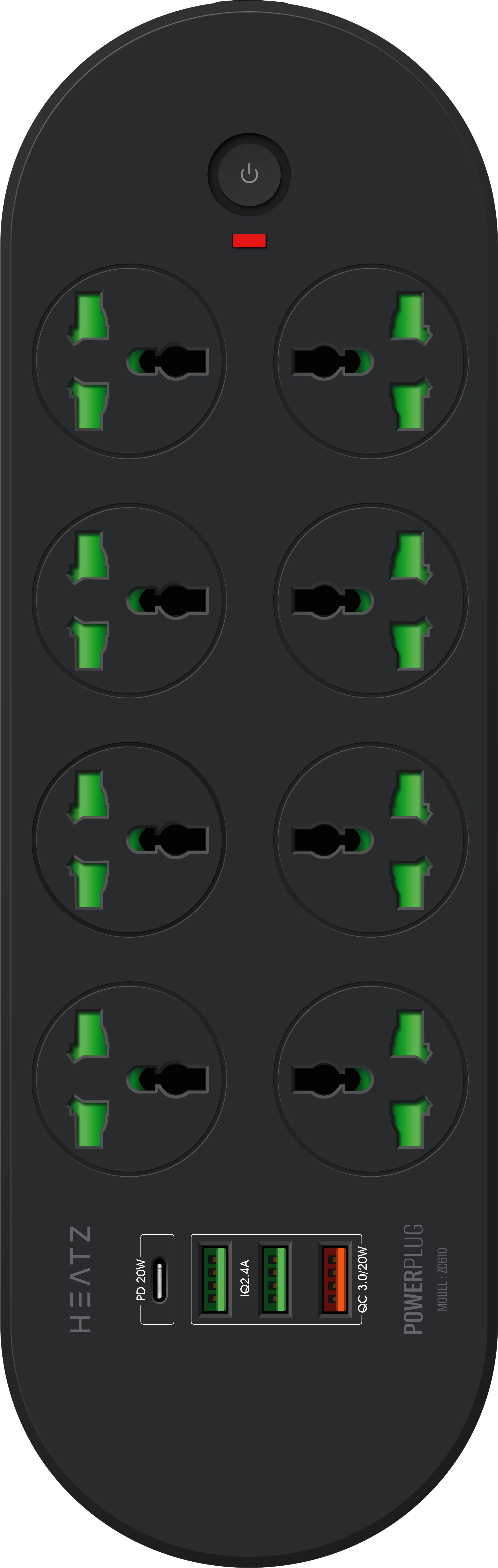 HEATZ ZC610 12-in-1 PowerPlug – 3000W Multi Socket, 2 Meter