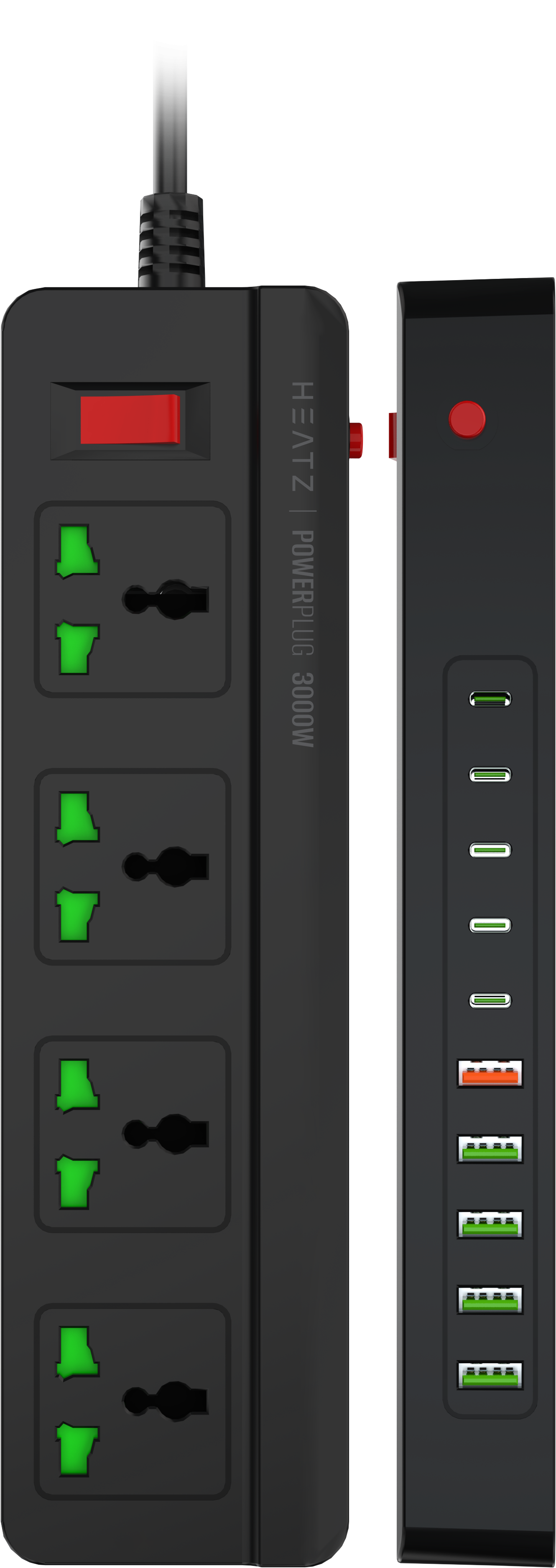 HEATZ ZC618 14-in-1 PowerPlug – 3000W, 5 USB-A, 5 USB-C, 4 Sockets, 3M Cable