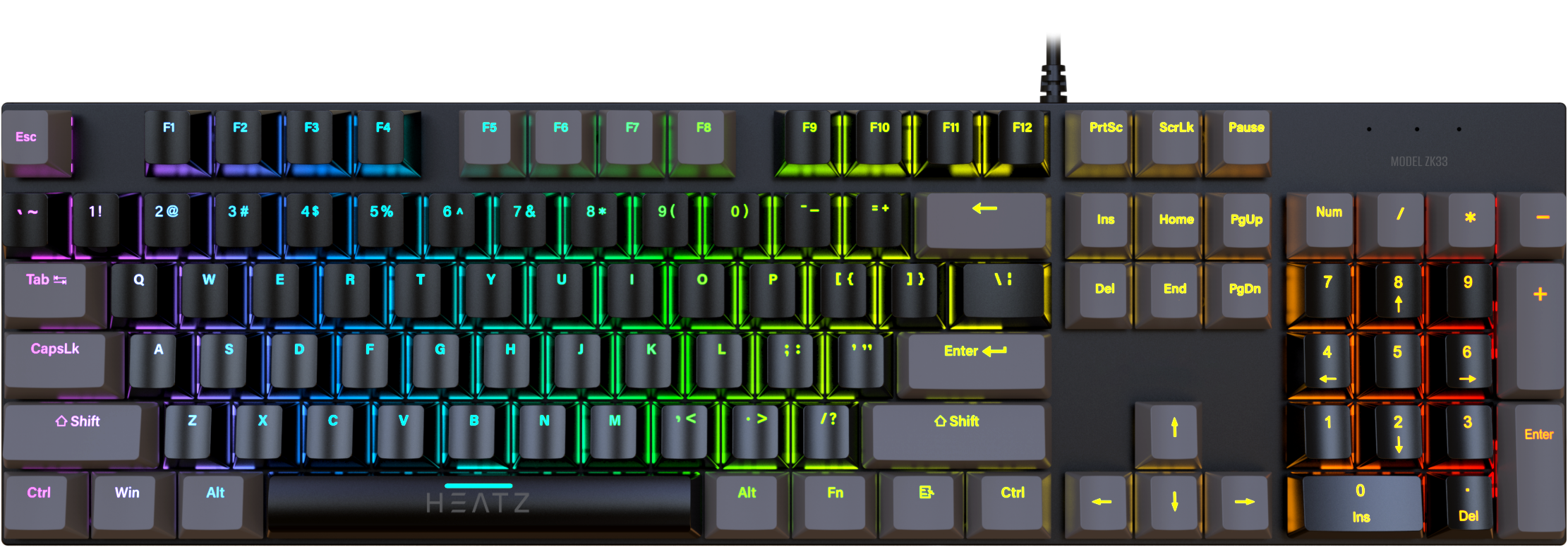 HEATZ ZK33 Mechanical Gaming Keyboard – RGB, 104 Keys, USB Wired